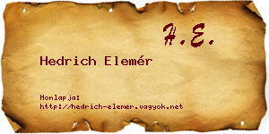 Hedrich Elemér névjegykártya
